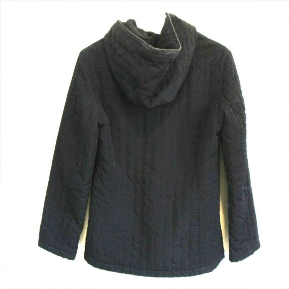 Womens Winter Coat 80's Stlye Hooded Toggle Buttons Black Esprit Black Lined - Picture 3 of 9